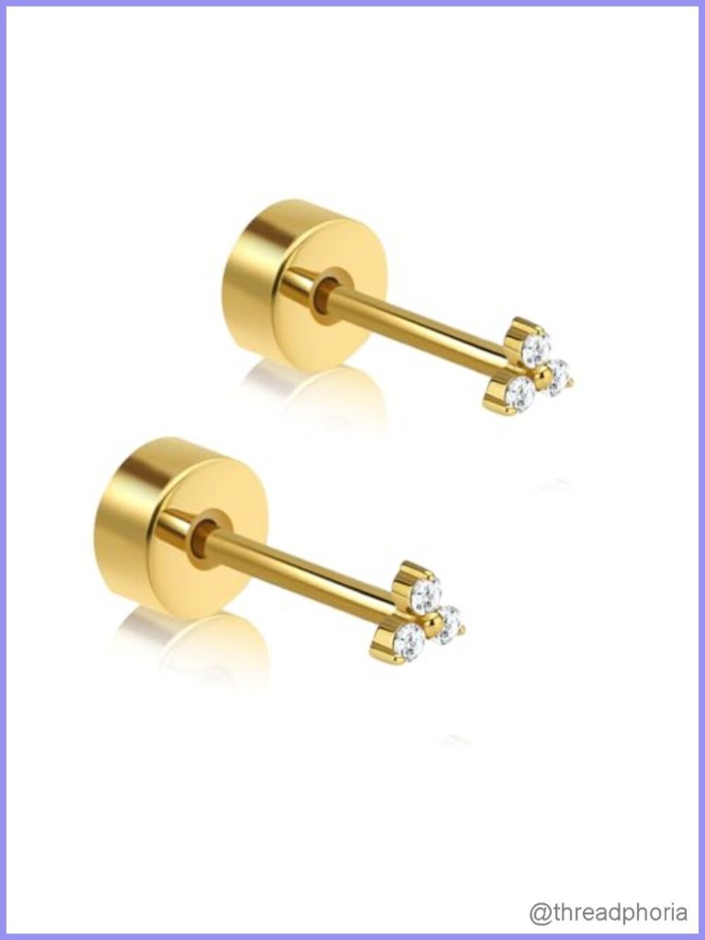 20G Titanium Stud Earrings CZ Cluster Flat Back for Sensitive Ears
